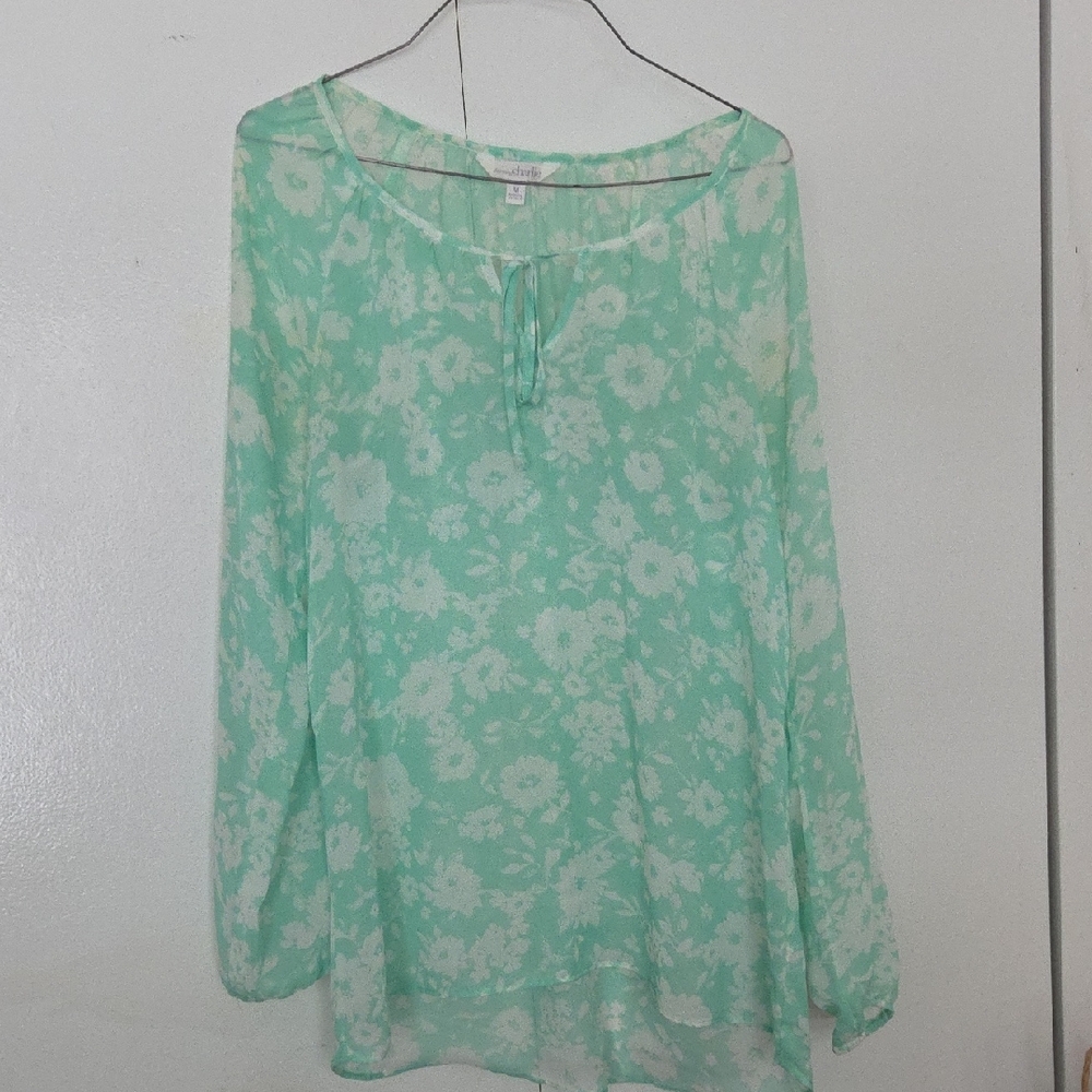 Charming Charlie Mint Floral Blouse